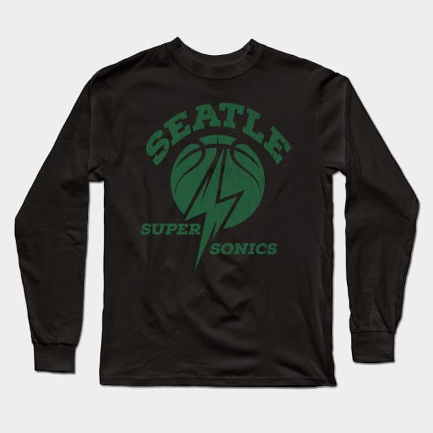 Seattle Supersonics - Retro Grunge Long Sleeve T-Shirt by Frame sky aesthetic